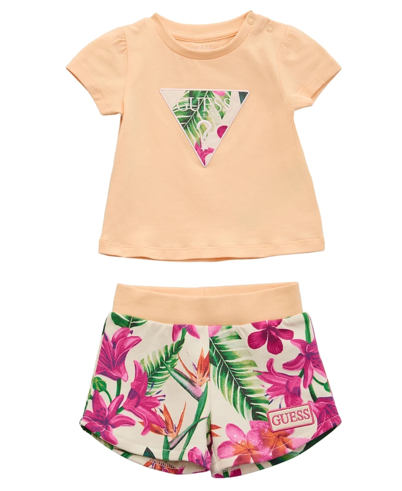 Guess Baby Girls 2-Piece T-Shirt and Printed Shorts Set