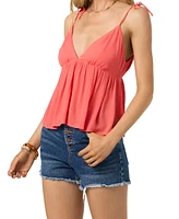 O'Neill Juniors' Blanche Woven V-Neck Peplum Tank Top