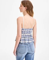 Planet Heart Juniors' Plaid Babydoll Sleeveless Tank