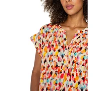 Liverpool Los Angeles Petite Printed Popover Top