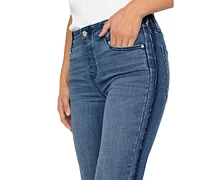 Liverpool Los Angeles Petite Gia Glider Frayed-Hem Cropped Flare Jeans