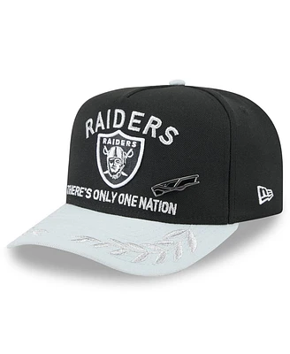 New Era Men's Black/Silver Las Vegas Raiders 2025 Nfl Draft On Stage A-Frame 59FIFTY Fitted Hat