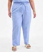 On 34th Plus Striped High-Rise Pull-On Pants, Exclusively at Macy's