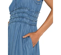 Liverpool Los Angeles Women's Chambray Frayed-Trim Maxi Dress