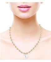Laundry by Shelli Segal Gold Tone Ball Chain Toggle Necklace with Pearl Drop Pendant