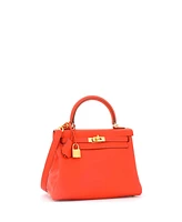 Pre-Owned Hermes Kelly 25 Handbag Orange Swift with Gold Hardware