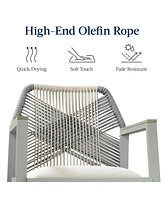 Best Choice Products Set of 2 Indoor/Outdoor Aluminum, Woven Rope Swivel Barstools w/ Armrests