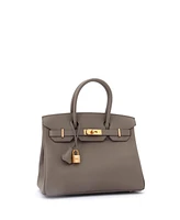 Pre-Owned Hermes Birkin 30 Handbag Grey Epsom with Rose Gold Hardware