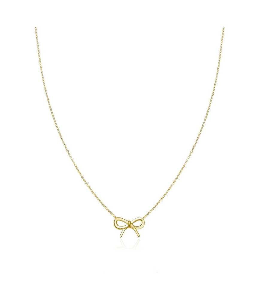 The Lovery Gold Bow Necklace 14K Gold 18 inches