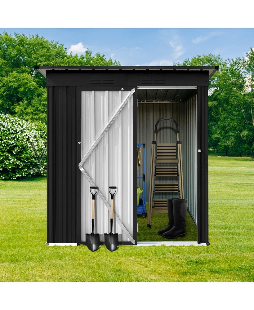 Metal garden sheds 5ftx4ft outdoor storage sheds Black