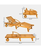 Outsunny Folding Lounge Chair ning Chair with Wheels and Side Table