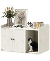 PawHut Cat Litter Box Enclosure, Litter Box Furniture w/ Scratching Mat