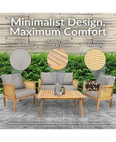 4-Piece Patio Furniture Set -Patio Conversation Set - Outdoor Seating Lounge Furniture - Outdoor Porch Seating