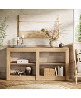 Tribesigns 59-Inch Farmhouse Console Table, 3-Tier Entryway Table with Storage, Wood Console Behind Couch for Living Room, Hallway, Foyer, Oak