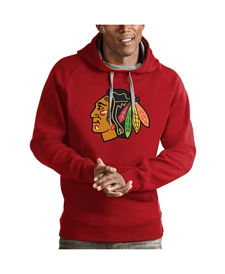 Antigua Men's Red Chicago Blackhawks Logo Victory Pullover Hoodie