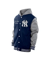 New Era Men's Navy York Yankees Throwback Prep Full-Snap Hoodie Jacket