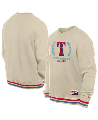New Era Men's Cream Texas Rangers Throwback Pullover Sweatshirt