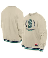 New Era Men's Cream Seattle Mariners Throwback Pullover Sweatshirt