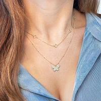 The Lovery Mini Gold Open Clover Necklace 14K Gold