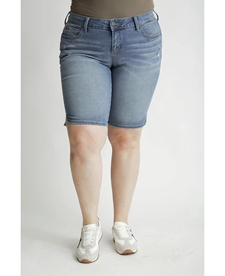 Slink Jeans Plus Denim Bermuda shorts with side vents 11.5" inseam