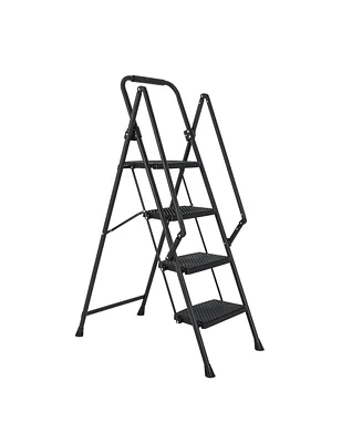 4-Step Steel Folding Step Stool Ladder with Wide Anti Slip Pedal and Safety Handle