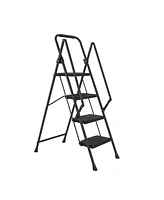 4-Step Steel Folding Step Stool Ladder with Wide Anti Slip Pedal and Safety Handle