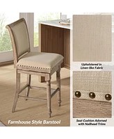 Rodolphe Bar Stool set with nailhead trims