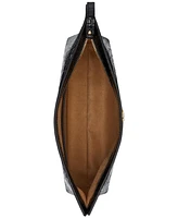Lauren Ralph Crocodile-Embossed Leather Large Pouch