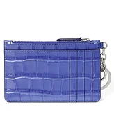 Lauren Ralph Croc-Embossed Leather Zip Card Case