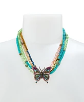 Betsey Johnson Faux Stone Boho Butterfly Beaded Statement Necklace