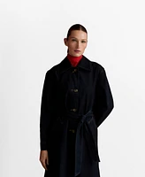 Mango Women's Long Rinse-Wash Denim Trench Coat