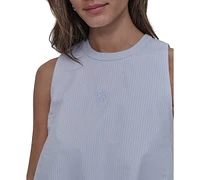 Dkny Jeans Women's Striped Cotton Bubble-Hem Sleeveless Top - EDS