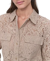 Dkny Jeans Women's Long Sleeve Button Front Lace Shirt - PBL