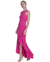 Eliza J Women's Crossover-Neck Sleeveless Ruffle-Trim Gown