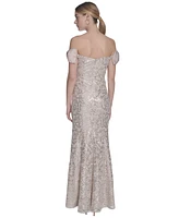 Eliza J Women's Bow-Trim Off-The-Shoulder Sequin Gown