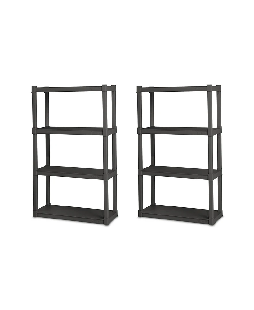 Sterilite Plastic Indoor Outdoor 4 Shelf Durable Shelving Unit, Gray