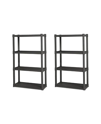 Sterilite Plastic Indoor Outdoor 4 Shelf Durable Shelving Unit, Gray