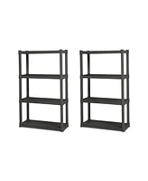 Sterilite Plastic Indoor Outdoor 4 Shelf Durable Shelving Unit, Gray