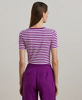 Lauren Ralph Lauren Petite Striped Stretch Cotton Crewneck Tee
