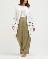 Ella Rafaella Plus Linen Blend Pleated Wide Leg Pants