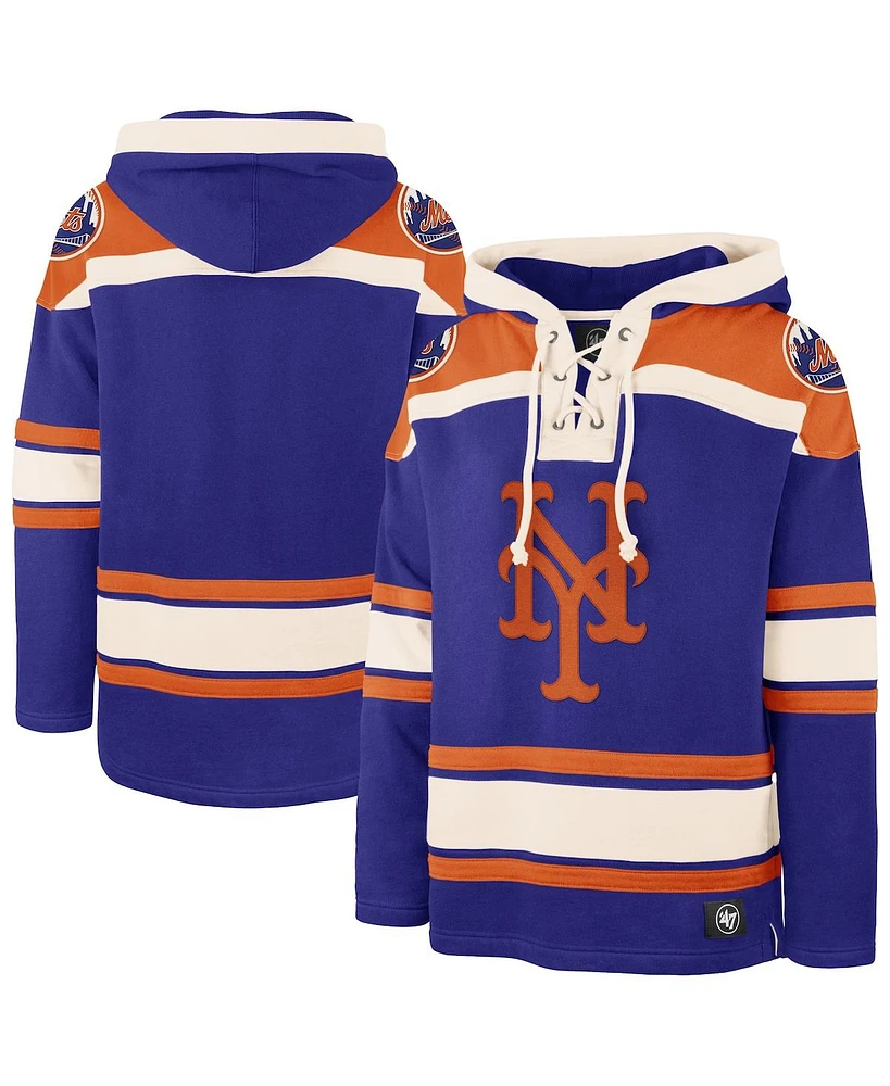 '47 Brand Men's Royal New York Mets Superior Lacer Pullover Hoodie