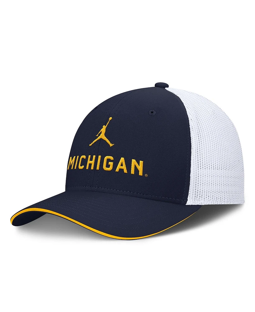 Jordan Men's College Navy/White Michigan Wolverines Rise Adjustable Trucker Hat