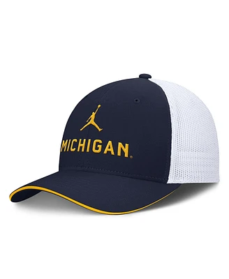 Jordan Men's College Navy/White Michigan Wolverines Rise Adjustable Trucker Hat
