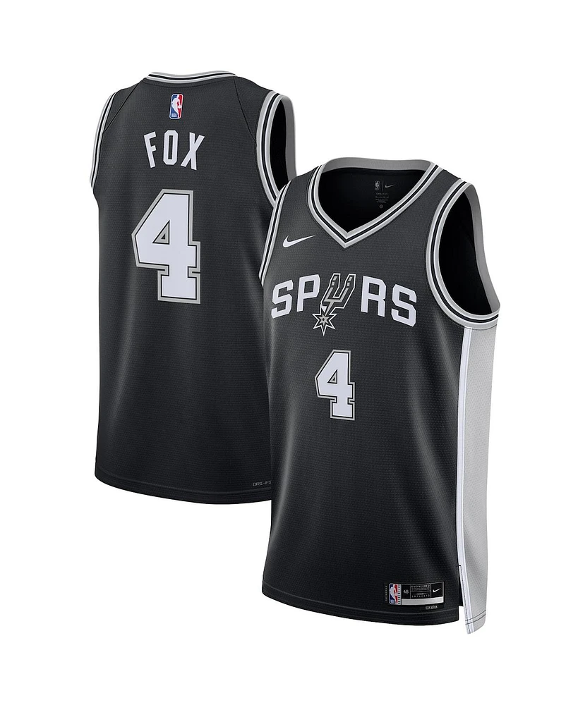 Nike Men's and Women's De'Aaron Fox Black San Antonio Spurs Swingman Player Jersey - Icon Edition