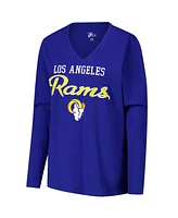 G-iii 4Her by Carl Banks Women's Royal Los Angeles Rams Post Season Long Sleeve V-Neck T-Shirt