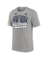 Nike Men's Heather Gray New York Yankees Cooperstown Collection Retro Tri-Blend T-Shirt