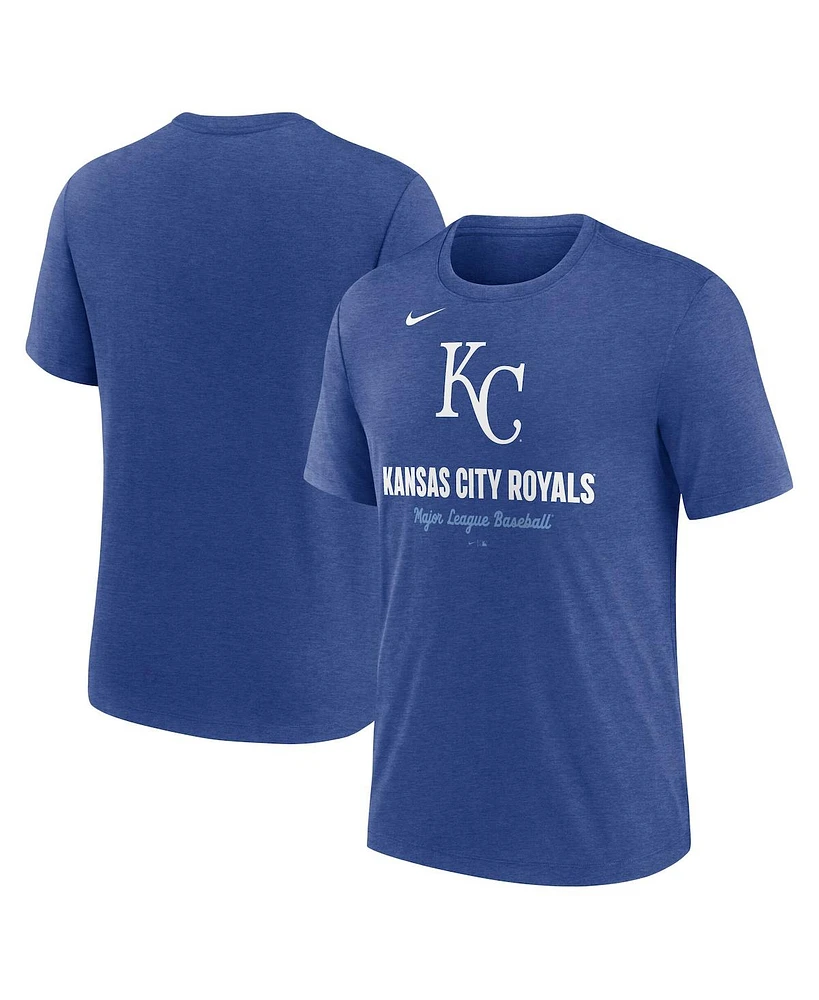 Nike Men's Heather Royal Kansas City Royals Logo Tri-Blend T-Shirt