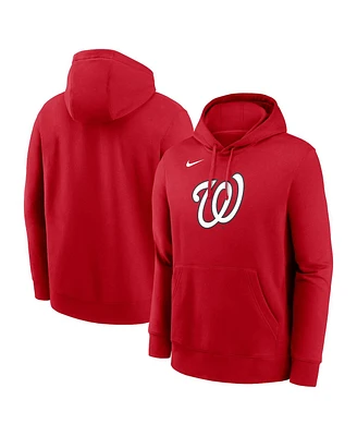 Nike Men's Red Washington Nationals Logo Club Fleece Pullover Hoodie