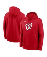 Nike Men's Red Washington Nationals Logo Club Fleece Pullover Hoodie