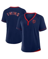 Fanatics Women's Navy Minnesota Twins League Diva Star Raglan V-Neck T-Shirt